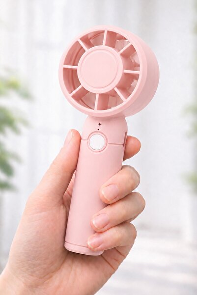 Telvesse Turbo 3 MOD Şarjlı El Fanı 3 Kademe Seyahat Masaüstü Vantilatör Taşınabilir Mini Fan Pembe F130