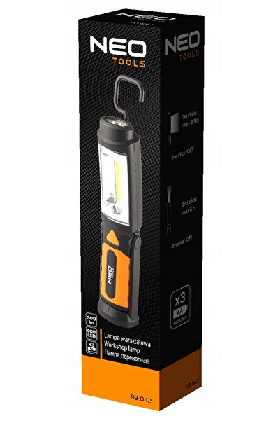 NEO Tools Lampă de lucru 300 lm COB 2 în 1, alimentare cu 3xAA, 99-042