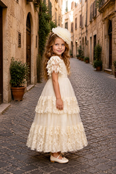 Mialora Girls' Evening Dress with Buckle Accessories, Princess Dress, Birthda...