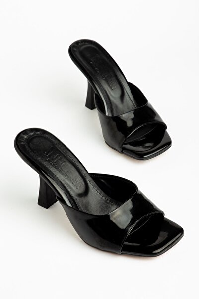 Zerenyus Zri̇n-687 Exclusive Black Patent Leather Single Strap Square Heeled ...