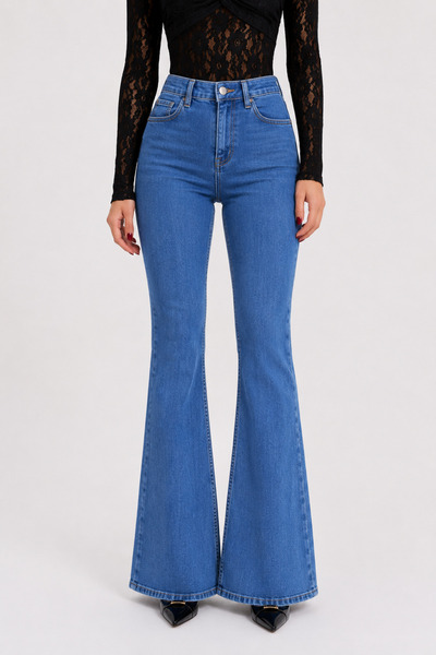 Lighter Jeans Γυναικείο τζιν παντελόνι με ψηλή μέση και φαρδιά μπατζάκια από ...