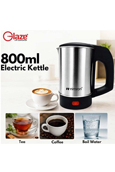 nimron Electric Kettle 800ml Stainless Steel Portable Water Boiler 1000W Fast...
