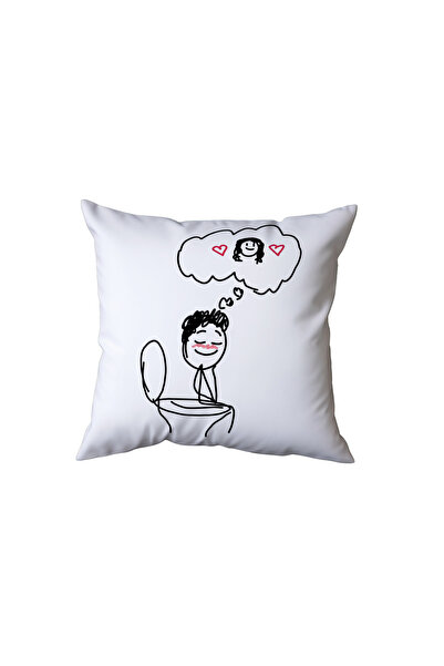Beramussa Love in the Toilet Themed Drawing Pillow, Funny Gift