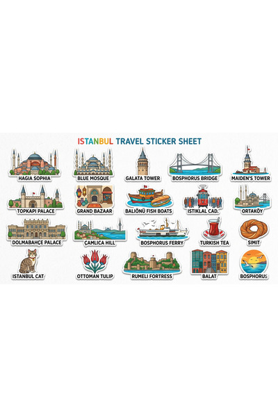 TELLGRAF مجموعة ملصقات بتصميم إسطنبول (21×30 سم، مجموعة واحدة)