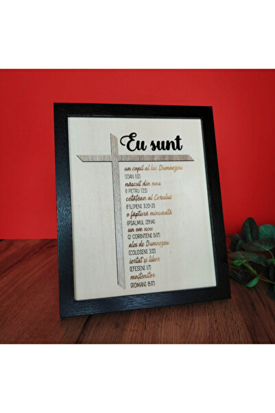 CREATIVITATEPLUS Tablou din lemn Sunt in Hristos pentru EL, 23x32cm