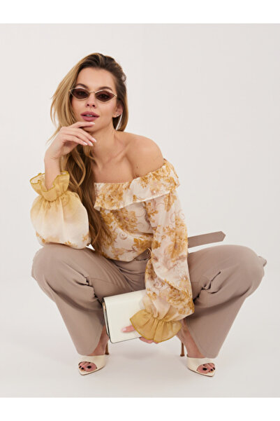 Italy Moda Γυναικεία Μπλούζα, ITALY MODA, Λυοσέλ, Μακρυμάνικη, Κίτρινο, μοντέ...