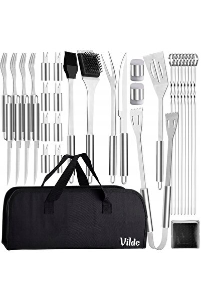 Vilde 33x Set de ustensile pentru grătar, accesorii pentru grătar, set comple...