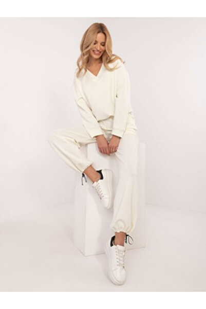 LAKERTA Compleu Dama Maneca lunga, Mansete elastice, LAKERTA, Ecru Casual Mod...