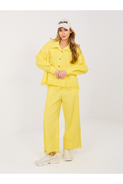 rue parıs Pantaloni de damă, RUE PARIS, Bumbac, Galben, model IT-SP-FL9995.57