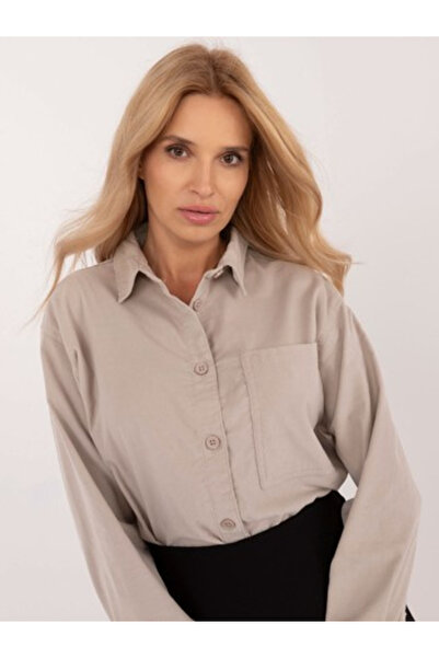 Sublevel Camasa Dama Maneca lunga, Guler inalt, Sublevel, Bej Eleganta Office...