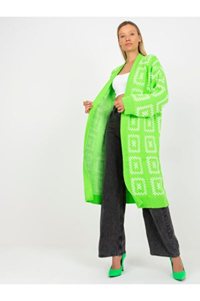 rue parıs Pulover Dama Maneca lunga, Geometric, RUE PARIS, Verde Eleganta Off...