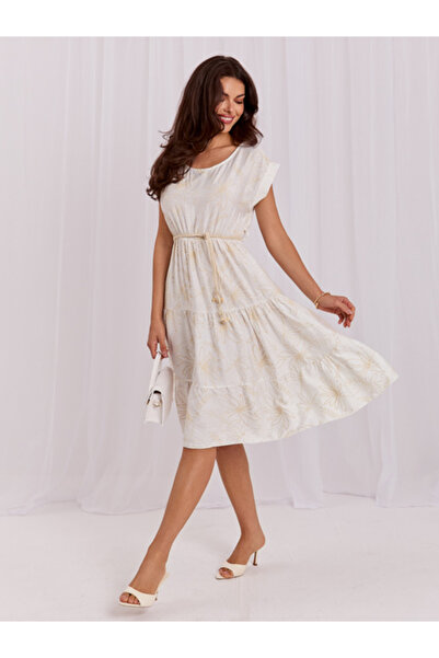 Italy Moda Rochie Dama, ITALY MODA, Viscoza, Rochie evazata, Bej, model MO-SK...