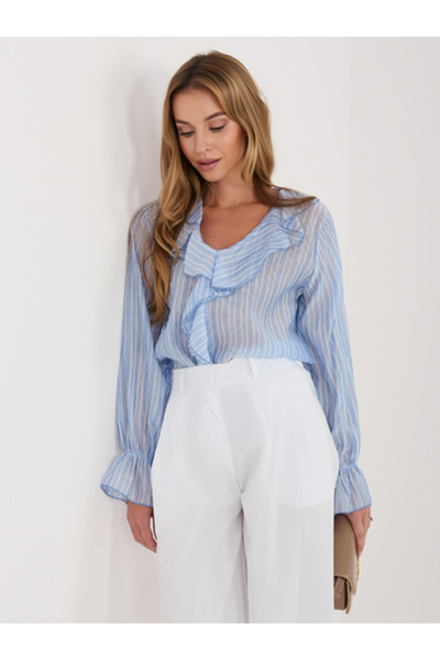 Italy Moda Γυναικεία Μπλούζα, ITALY MODA, Λυοσέλ, Μακρυμάνικη, Ανοιχτό Μπλε, ...