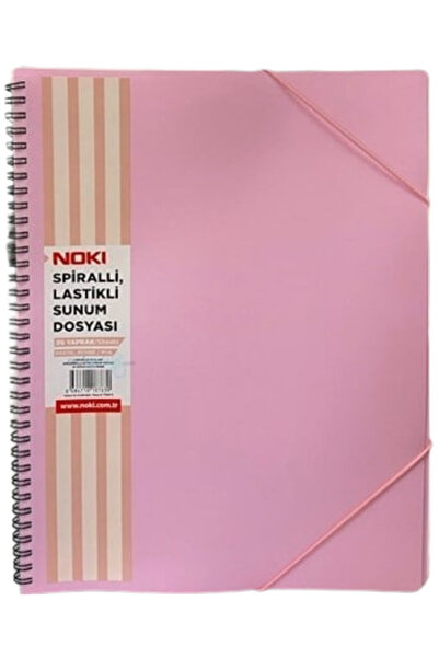 Noki A4 Spiral Elastic Presentation Folder 20 Sheets Pastel Pink