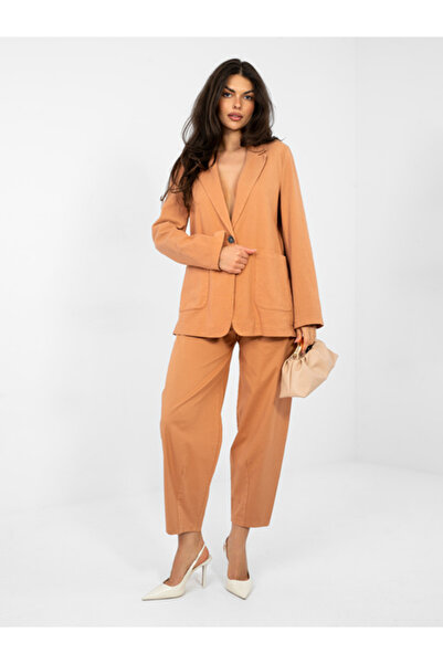 rue parıs Women's Jacket, RUE PARIS, Cotton, Long Sleeve, Dark Orange, model ...