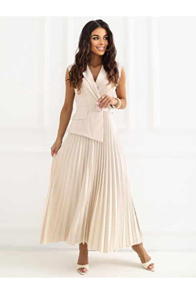 rue parıs Rochie Dama, RUE PARIS, Poliester, Rochie evazata, Bej deschis, mod...