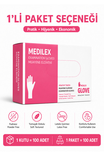 MEDİLEX Tpe Hybrid Powder-Free Examination Gloves 100 Pcs - 1 Pack Latex-Free