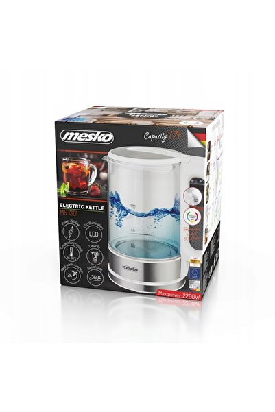 MESKO Fierbător electric fără fir din sticlă 1,7L cu reglare a temperaturii ș...