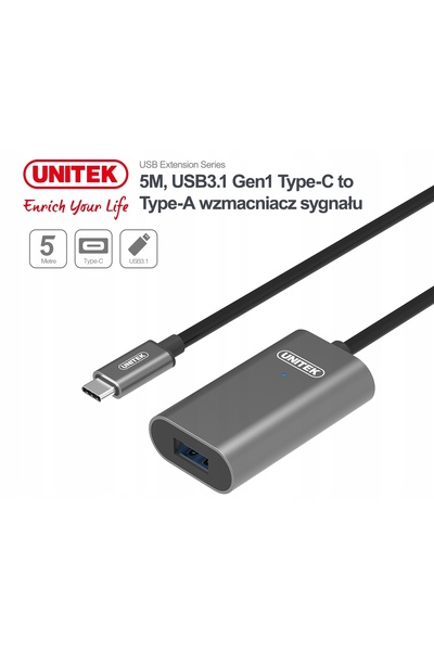 Unitek U304A amplificator de semnal USB-C la USB(A) 5M