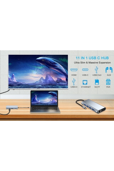 NO BRAND ADAPTOR HUB BASEUS 11-în-1 USB TIP C LA 4K HDMI USB VGA SD/TF LAN