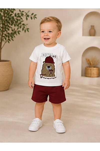 Organic Product DimpleBaby Teddy Bear Printed Cotton Baby Set