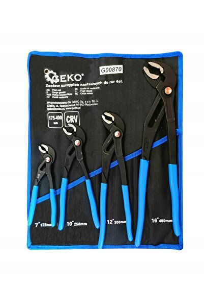 GEKO Clești reglabili 175mm 250mm 300mm 400mm Set 4 bucăți G00870