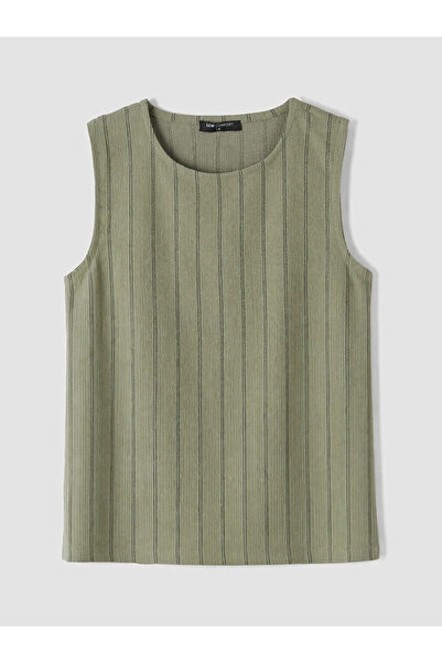 LC Waikiki Green Crew Neck Striped Women's Tank Top