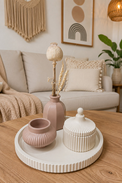 Zigzag Home طقم مزهريات ديكورية على الطراز البوهيمي مكون من 4 قطع، صندوق مزهر...