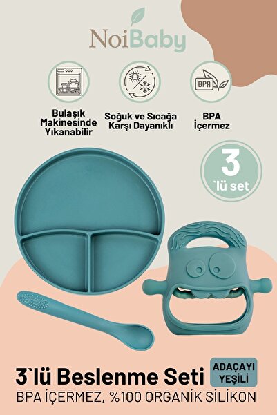 NoiBaby Vacuum Base Silicone Plate, Feeding Spoon and Organic Silicone Teethe...