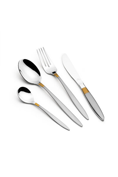Arshia 26-piece Gold Silver Cutlery Set with Stand