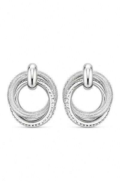ELVAN TOLON Double Textured Hoop Earrings Silver