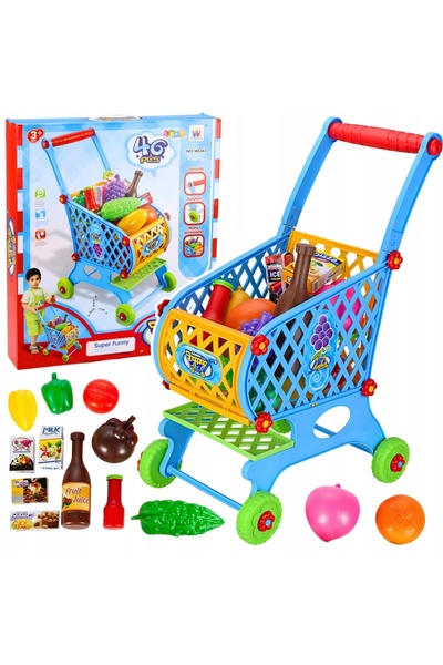 LeanToys Cărucior de cumpărături mare pentru copii, pentru produse alimentare...