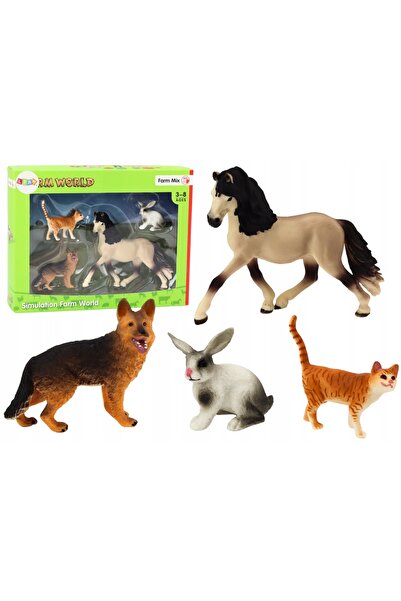 LeanToys Set de figurine animale de companie: Cal, Câine, Iepure, Pisică - 4 ...