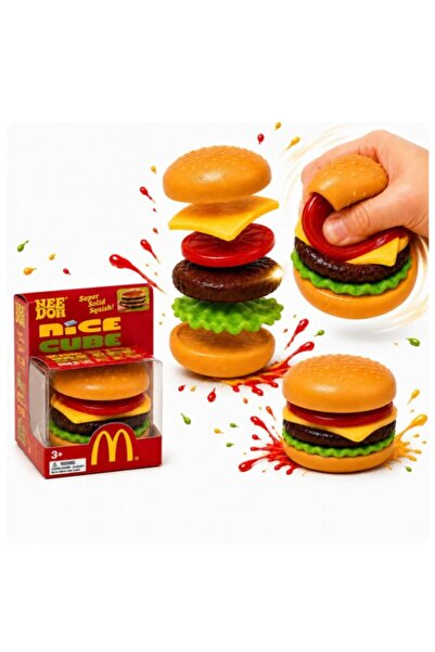 Needoh Jucărie Squishy Burger 7 × 3 cm, Antistres, Slow Rising, Elastică, Mod...