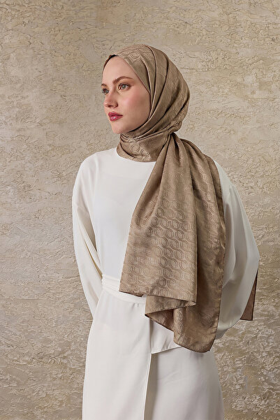 SilkTouch Beige Spiral Pattern Ayrobin Jacquard Shawl