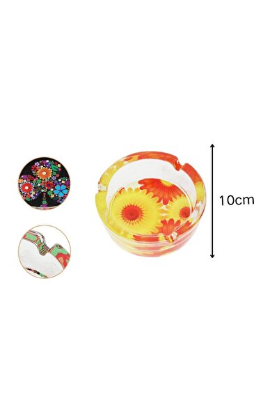idei Scrumieră rotundă din sticlă transparentă decorativă, diametru 8,5cm / 1...