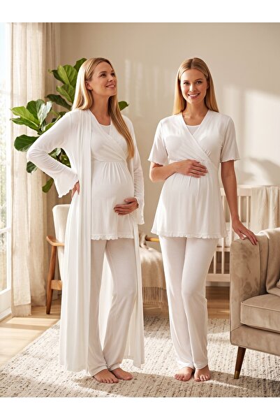Lohusa Homewear طقم بيجامة طويل الأكمام من القطن بنسبة 100% بتصميم جديد من إك...