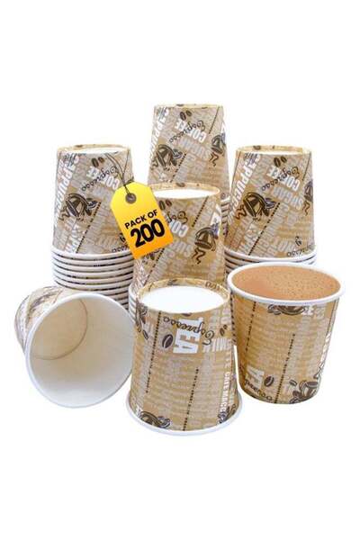 Duravel 6 oz Disposable Paper Cups with Coffee Theme Print for Tea and Coffee...