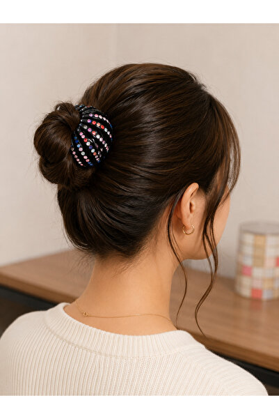 Bymiel Colored Crystal Scalloped Detachable Bun Buckle