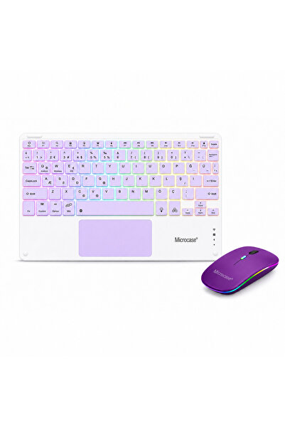 Microcase RGB Tablet ve Telefonlar için Türkçe Bluetooth Klavye ve Mouse - AL...