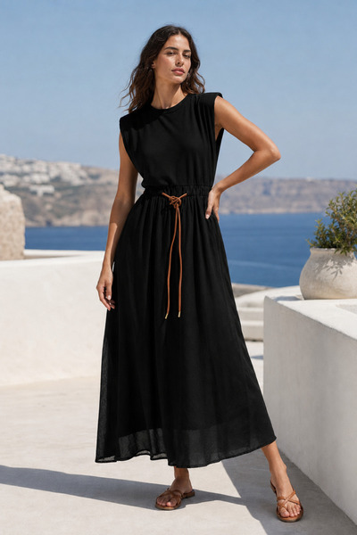 ABBRA Women's Padded and Garnished Skirt Lined Dress