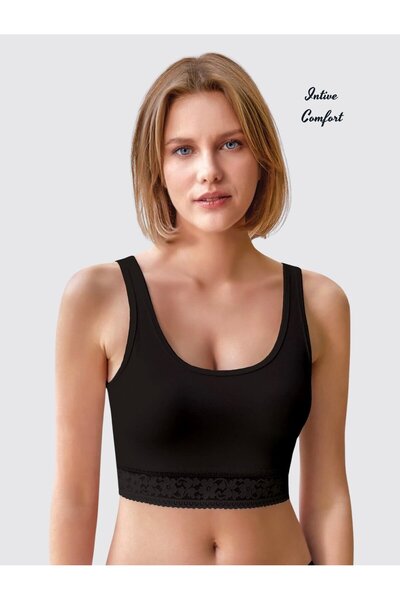 İntive Lingerie Berrak Six-Lace Modal/Cotton Blend U-Neck Thick Strap Bustier...