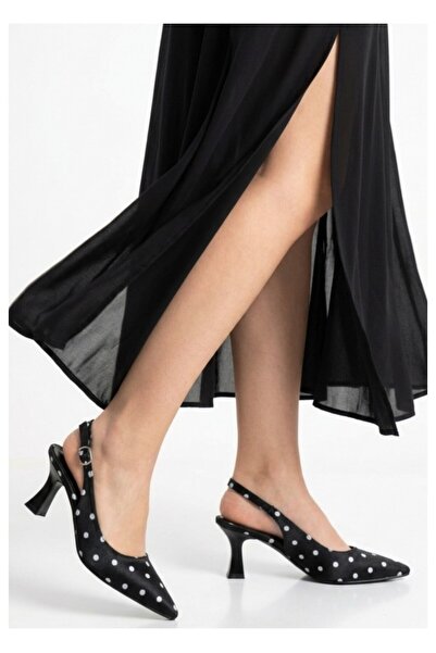 BellAyakkabı حذاء نسائي بكعب عالٍ من BellaMor Puantiyeli Slingback - حذاء صيف...