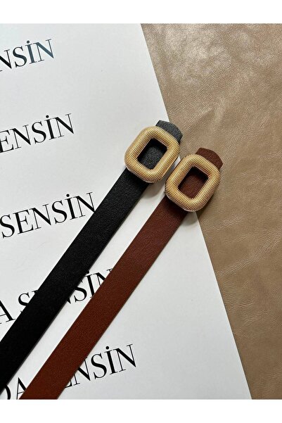 LİA KEMER 2-Pack Lord Oval Gold Buckle Belt Waist Belt Jacket Belt Dress Belt...
