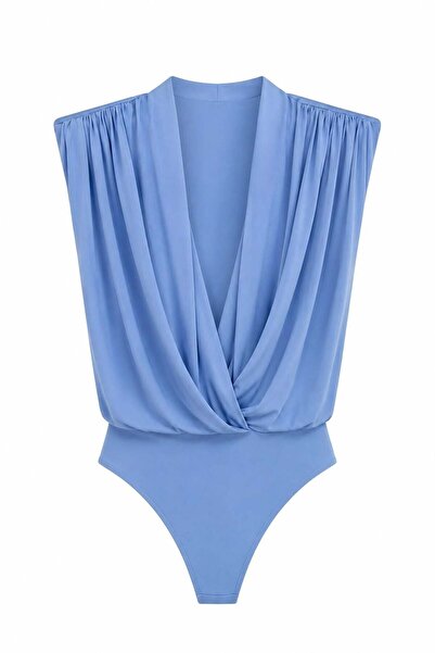HAZELANNA Vatkalı Drapeli Mavi Bodysuit