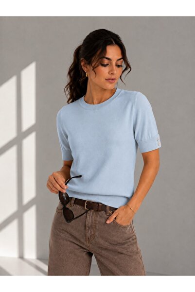 Arbucky Women's Crew Neck Short Sleeve Basic Knitwear Blouse