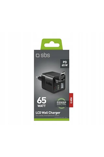 SBS Încărcător de rețea GAN 65W + Cablu USB-C Negru