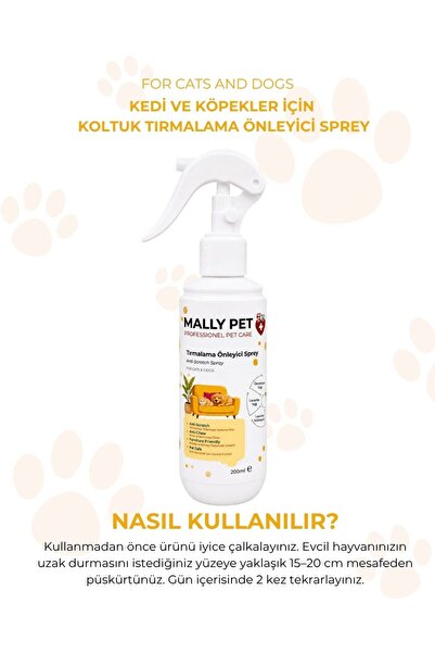 MALLY PET PROFESSIONEL PET CARE Kedi ve Köpekler İçin Koltuk Tırmalama Önleyici Sprey 200ml