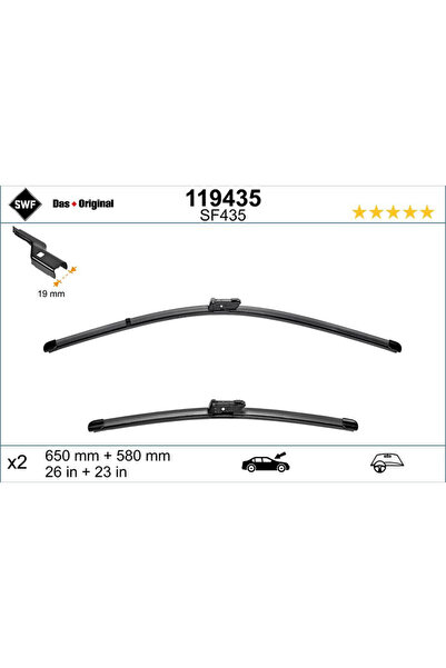 SWF Wiper blade Top Bottom Set Wiper FB OE LHD 650/580 mm