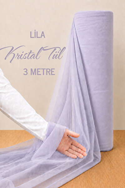 AZRA KINA Lila Süsleme Tülü, 3 METRE, Nişan Tülü Bohça Tülü, Gelin Damat Düğü...